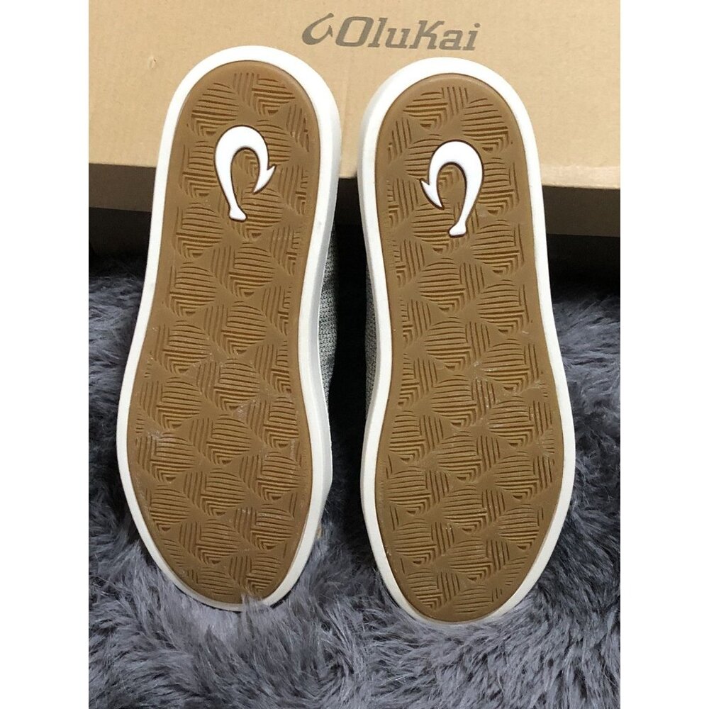 Olukai Women Pehuea Li Lace up Canvas Sneaker Shoes, Size 7, Tapa/White Sand - Picture 4 of 5